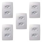 Kit 5 Conjuntos 2 Tomadas 10A 4x2 Pial Plus 615075BC Kit 5 Conjuntos 2 Tomadas 10A 4x2 Pial Plus 615075BC