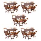Kit 5 Conjuntos de Mesa Dobráveis de Madeira 70x110cm com 6 Cadeiras Imbuia