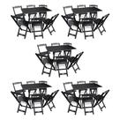 Kit 5 Conjuntos de Mesa Dobráveis de Madeira 70x110cm com 6 Cadeiras Preta
