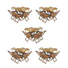 Kit 5 Conjuntos de Mesa Dobravel com 6 Cadeiras de Madeira 120x70 para Restaurante e Bar - Mel Kit 5 Conjuntos de Mesa Dobravel com 6 Cadeiras de Madeira 120x70 para Restaurante e Bar - Mel