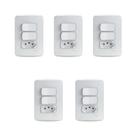Kit 5 Conjuntos Montados com 2 Interruptores Simples e 1 Tomada 2P+T 10A Pb S3B69050 Branco Miluz Schneider