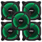 Kit 5 Cooler Fan Reinforced 5 Leds Para Gabinete 120mm x 120mm