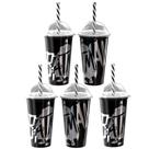 Kit 5 Copos Lembrancinha Decoração de Festa Batman com Canudo