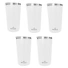 Kit 5 Copos Térmicos Aço Inox 420ML Branco p/ Água Cerveja Café - Quente e Frio Unica