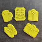 Kit 5 Cortador Dia dos Pais 6cm (Maleta, Sapato, Camisa, Chopp, Frase)