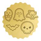 Kit 5 Cortadores Halloween Fantasmas Morcegos Caveira