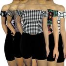 Kit 5 Croppeds Femininos Ciganinha Ombro a Ombro Estampas Sortidas Suplex PP ao Plus Size Kit 5 Croppeds Femininos Ciganinha Ombro a Ombro Estampas Sortidas Suplex PP ao Plus Size
