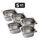 Kit 5 cuba sem alca inox 1/6 gn 65 para buffet