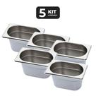 Kit 5 cuba sem alca inox 1/9 gn 65 para buffet