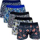 Kit 5 Cuecas Box Boxer Em Microfibra Estampada Adulto Kit 5 Cuecas Box Boxer Em Microfibra Estampada Adulto