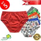 Kit 5 Cuecas Infantil Slip Lisa e Estampada Menino Algodão Revenda Kit 5 Cuecas Infantil Slip Lisa e Estampada Menino Algodão Revenda