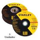 Kit 5 Disco Corte Aço Inox Fino 7 Polegadas Stanley Ferro Metal Abrasivo Para Esmerilhadeira STA8067
