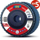 Kit 5 Discos De Lixa Flap Sil 4.1/2'' 115mm Zircônio Grão 40 Kit 5 Discos De Lixa Flap Sil 4.1/2'' 115mm Zircônio Grão 40