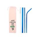 Kit 5 em 1: 3 canudos de inox (shake 8mm) + escova + what