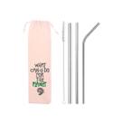 Kit 5 em 1: 3 canudos de inox (shake 8mm) + escova + what