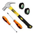 Kit 5 em 1 Ferramentas Martelo Chave Fenda Philips e 2 Fitas