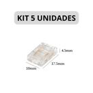 KIT 5 Emenda Reta Fita LED 10mm 12V 24V 110V 220V KIT 5 Emenda Reta Fita LED 10mm 12V 24V 110V 220V