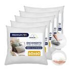 Kit 5 Enchimentos de Almofada Fibra Siliconada 60x60cm Refil Hipoalergênico Antimofo Antiácaro Antialérgico Premium