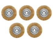 Kit 5 escova rotativa circular latonada 6" x 1/2" para motoesmeril
