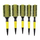 Kit 5 Escovas Amarela Profissionais Cabelo Cerdas De Javali