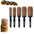 Kit 5 Escovas De Cabelo Profissional Térmica Cerâmica Vazada