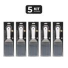 Kit 5 espatula curva de inox 3" cabo pp branco 28 cm