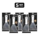 Kit 5 espatula reta 5" inox profissional cabo pp branco