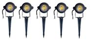Kit 5 Espetos De Jardim Refletor De Led 5W Branco Quente