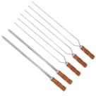 Kit 5 Espetos Inox 50cm Com Cabo De Madeira - Espada E Duplo