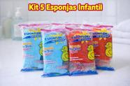 Kit 5 Esponja Mais Banho Infantil Esponflora Higiene Pessoal Banheiro