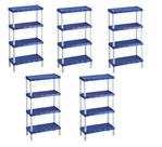 Kit 5 Estante Plástica Azul Com 4 Prateleiras Agraplast Kit 5 Estante Plástica Azul Com 4 Prateleiras Agraplast