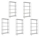 Kit 5 Estantes Aço 5 Prateleiras para Depósito Escritório e Garagem Kit 5 Estantes Aço 5 Prateleiras para Depósito Escritório e Garagem