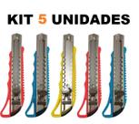 Kit 5 Estilete De Metal Lâmina 18mm Com Trava