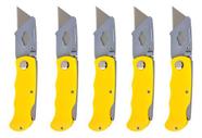 Kit 5 Estilete Profissional Gesseiro Drywall Dobrável Bolso