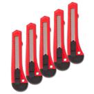Kit 5 Estiletes 1 Lâmina Aço 18mm corte acabamento Vermelho