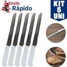 Kit 5 Faca De Pão Grande Em Inox N8 Profissional Cabo Branco Serrilhada Pães Bolo Para Padaria Cozinha Restaurante