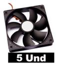 Kit 5 Fan Cooler Para PC 120mm Preto Micro Ventilador Silencioso 12v