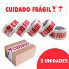 Kit 5 fitas adesivas Cuidado Frágil 48 x50 Metros