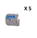 Kit 5 Fitas Compatível Brother M-K531 Azul letra Preta 12mm