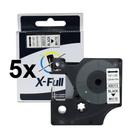 Kit 5 Fitas D1 Compatível Dymo 45013 Branca Letra Preta 12mm