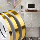 Kit 5 Fitas Decorativa Autocolante Dourada 50M Metalizada Premium Parede Piso Teto Impermeável Liso
