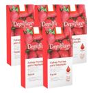 kit 5 Folhas Prontas Facial Depilação Cera Depilflax Morango 120 Unid. kit 5 Folhas Prontas Facial Depilação Cera Depilflax Morango 120 Unid.