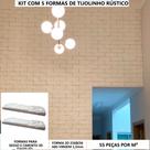Kit 5 Forma 3d Gesso 3d Tijolinho Rústico 24x8cm Molde Gesso Ou Cimento 3d