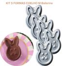 KIT 5 Formas Ballerine Coelho Bolo Pudim M 20x12,5x4cm CAPARROZ