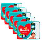 Kit 5 Fraldas Pampers Supersec Pacotão XXG - 100 Tiras