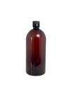 Kit 5 Frascos Pet 1L Âmbar com Tampa Lacre Preta para Envase