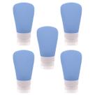 Kit 5 Frascos Reutilizáveis Silicone Azul 60ml para Viagens