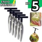 Kit 5 Fura Coco Abridor Manual Em Inox Profissional Rápido e Prático Fura Abre Cabo Emborrachado