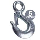Kit 5 Gancho Forjado Olhal com Trava de Segurança Galvanizado 500kg
