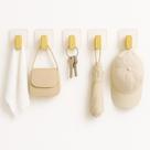 Kit 5 Ganchos Autoadesivo de Parede Acrílico Dourado Banheiro Cozinha Quarto Toalhas Roupões e Acessórios